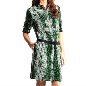 Derek Lam Green / White Button down Long Sleeve Dress size M cotton